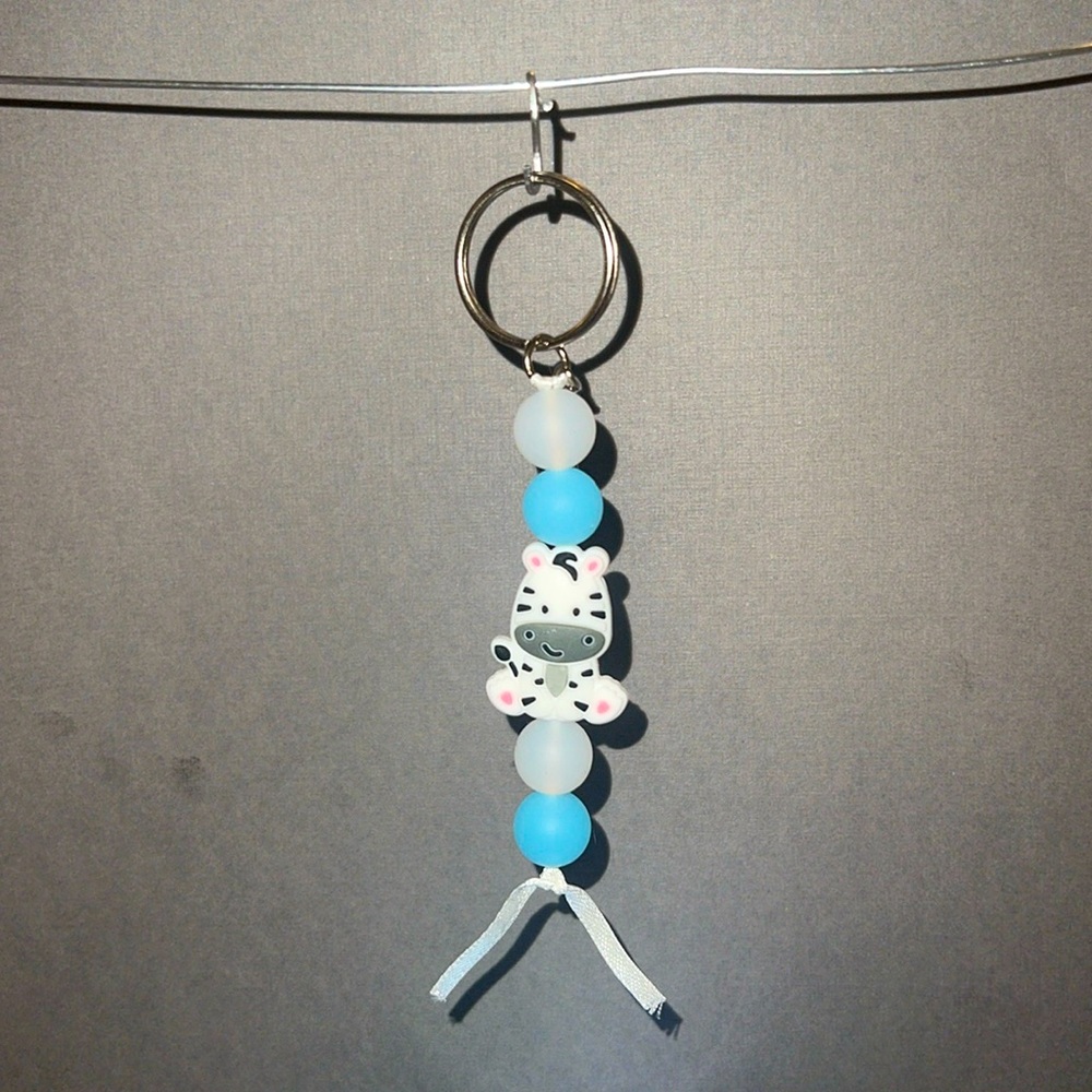 Handmade Zebra Ribbon Keychain